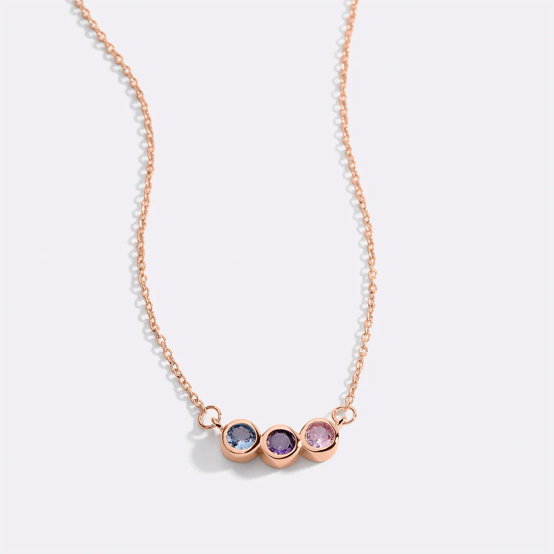 EYS Dainty Family Birthstones Necklace