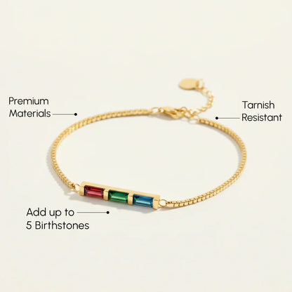 EYS Dainty Baguette Birthstone Bracelet