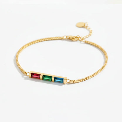 EYS Dainty Baguette Birthstone Bracelet