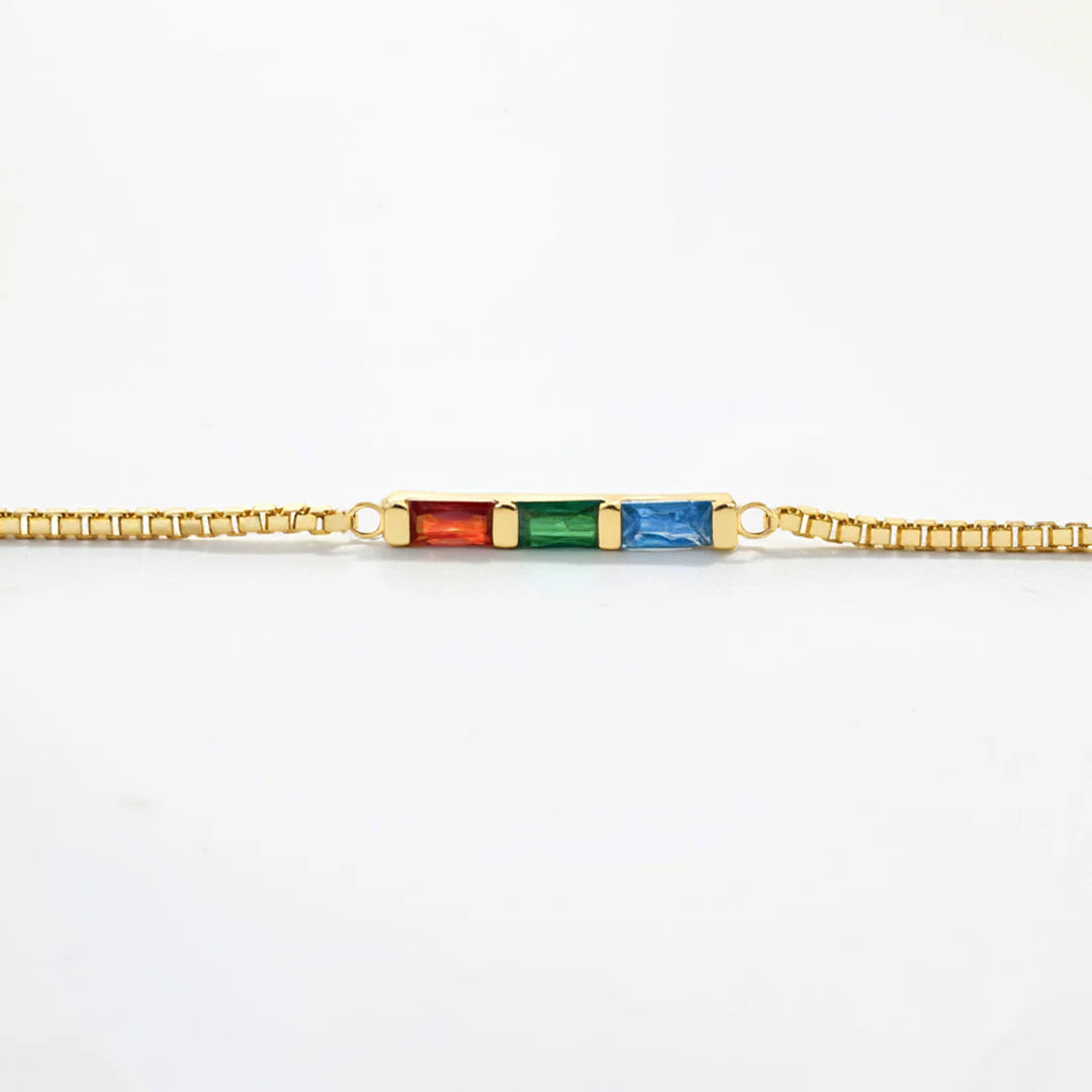 EYS Dainty Baguette Birthstone Bracelet