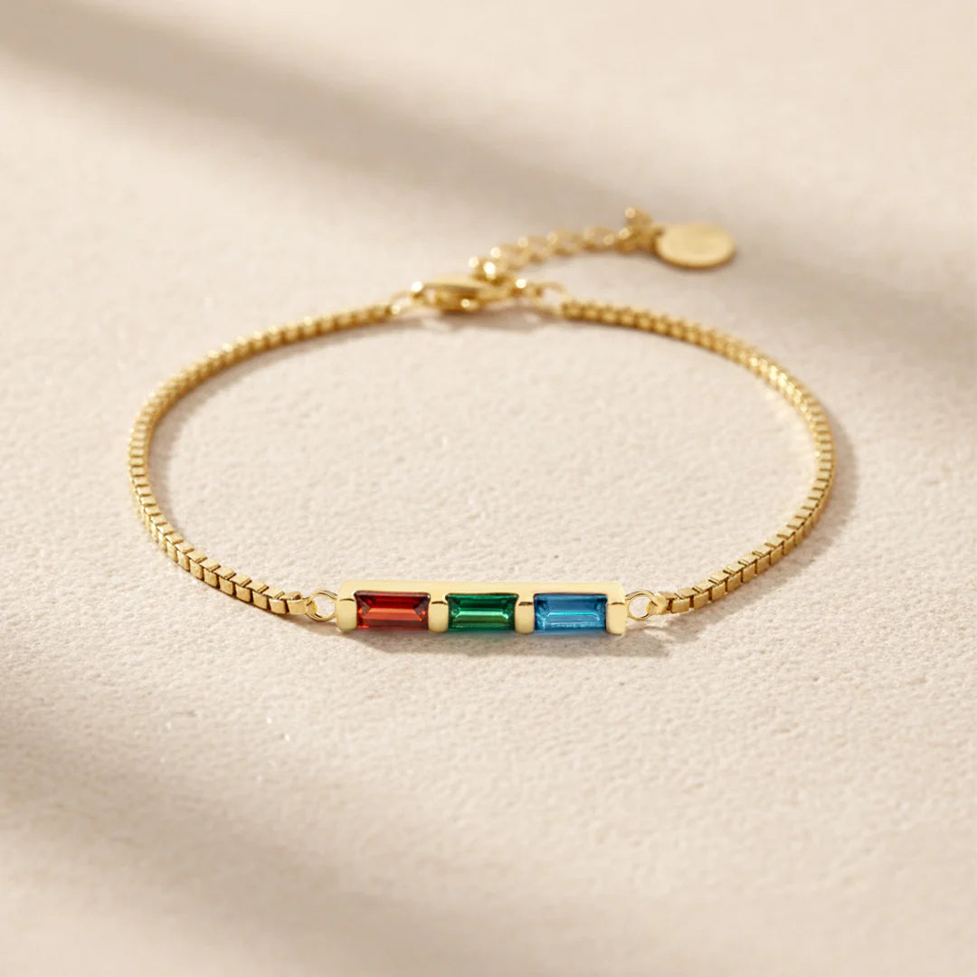 EYS Dainty Baguette Birthstone Bracelet