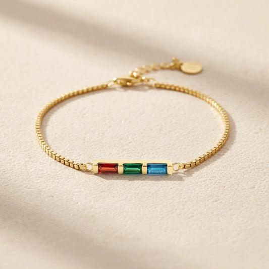 EYS Dainty Baguette Birthstone Bracelet